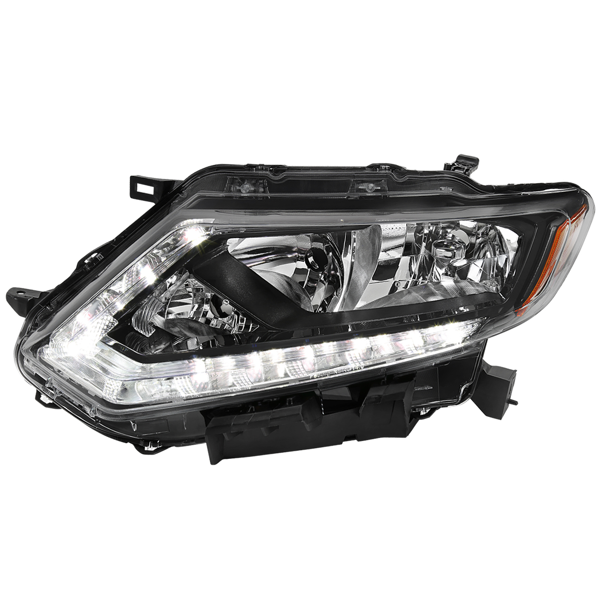 2LH-RGE14JM-L-GO H11 Low Beam OE Halogen LED Bar Left Driver Side Headlight with Matte Black Housing Clear Lens for 2014-2016 Nissan Rogue