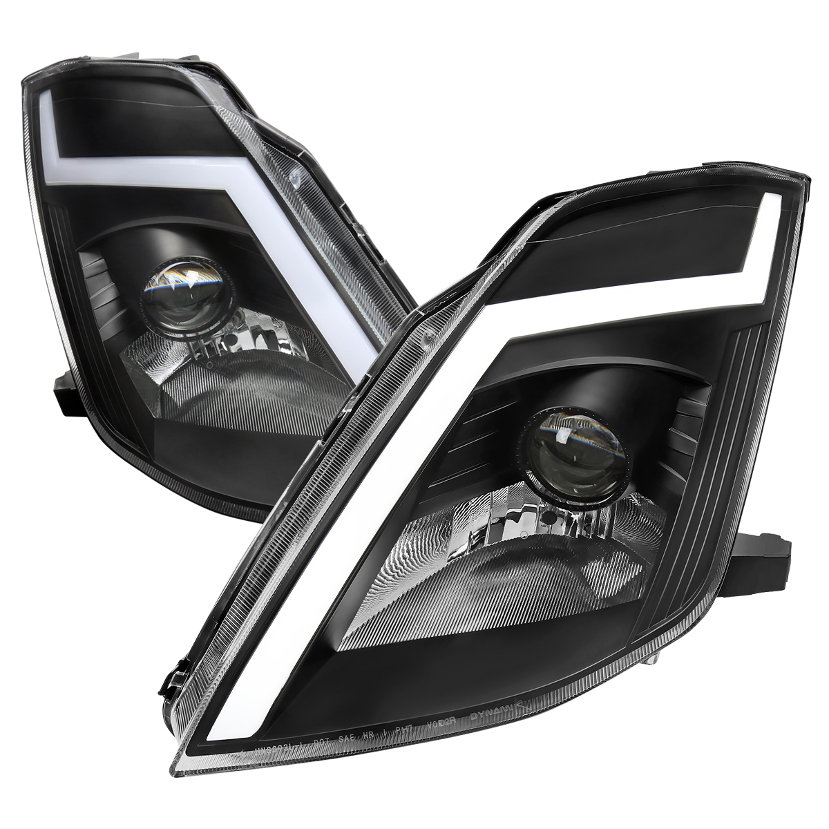 Switchback LED Light Bar LED Sequential Signal Breathing Light Projector Headlight with Matte Black Housing Clear Lens for 2003-2005 Nissan 350Z