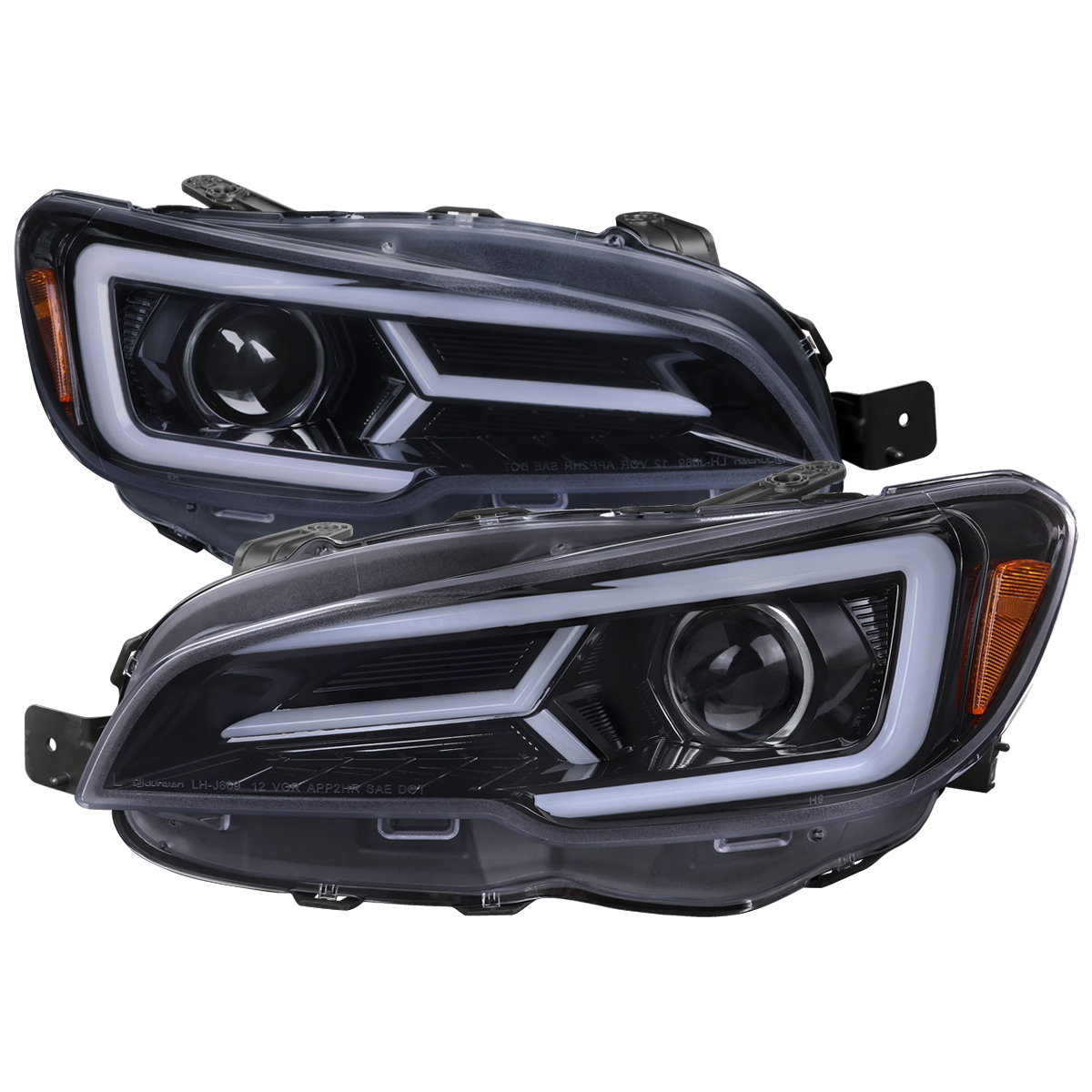 STI Projector Headlight with DRL LED Bar Glossy Black Housing Smoked Lens Switchback & Sequential Turn Signal for 2015-2021 Subaru WRX