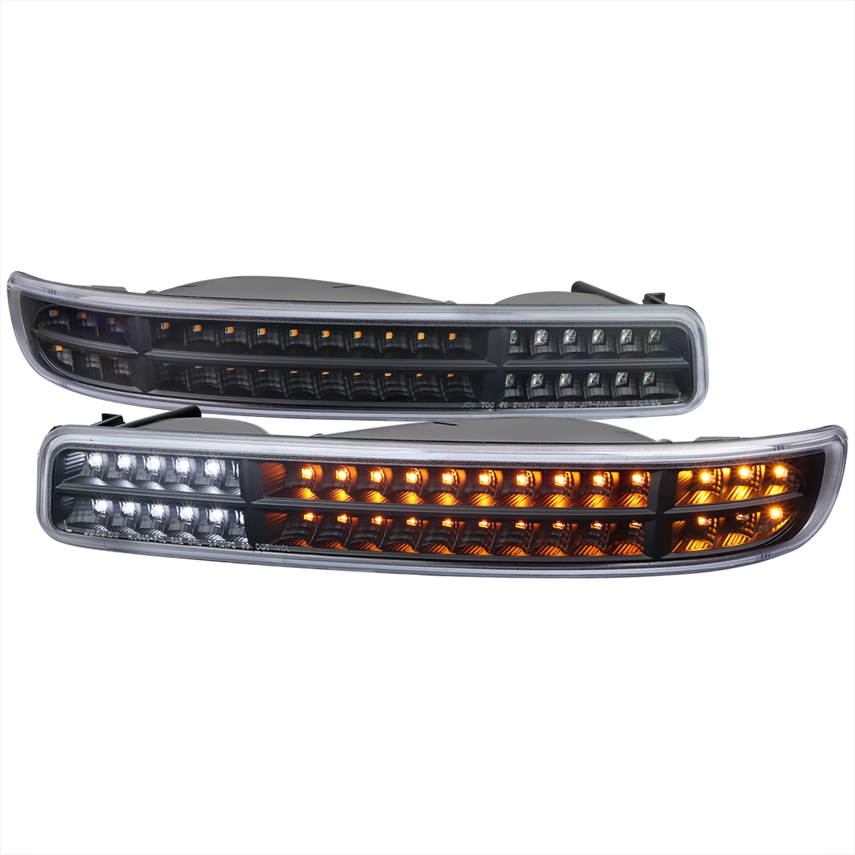 LB-GMC99JMLED-SQ-TM Yukon Sequential Bumper Lights with Matte Black Housing & Clear Lens for 1999-2007 GMC Sierra 1500