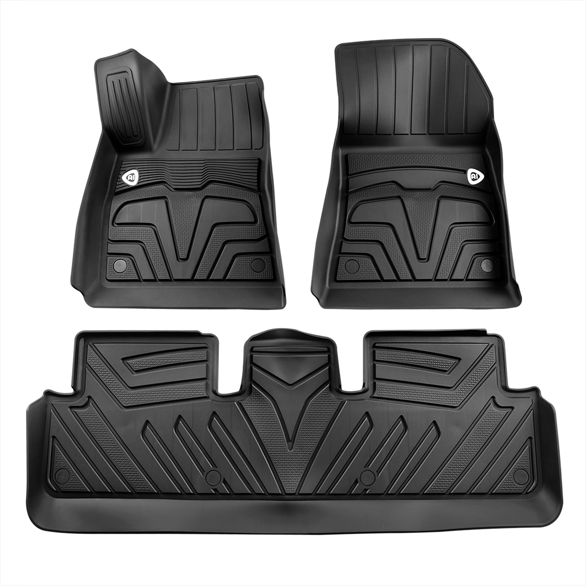 MAT-TSLA317A-MP 3 Piece 2 Front & 1 Back Floor Mats with Logo for 2017-2022 Tesla Model 3