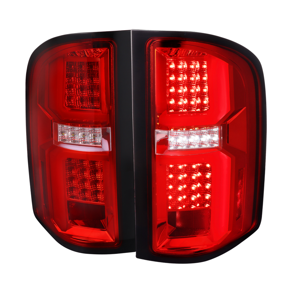 LED Bar Tail Lights with Glossy Black Housing & Clear Lens for 2007-2013 Chevy Silverado 1500