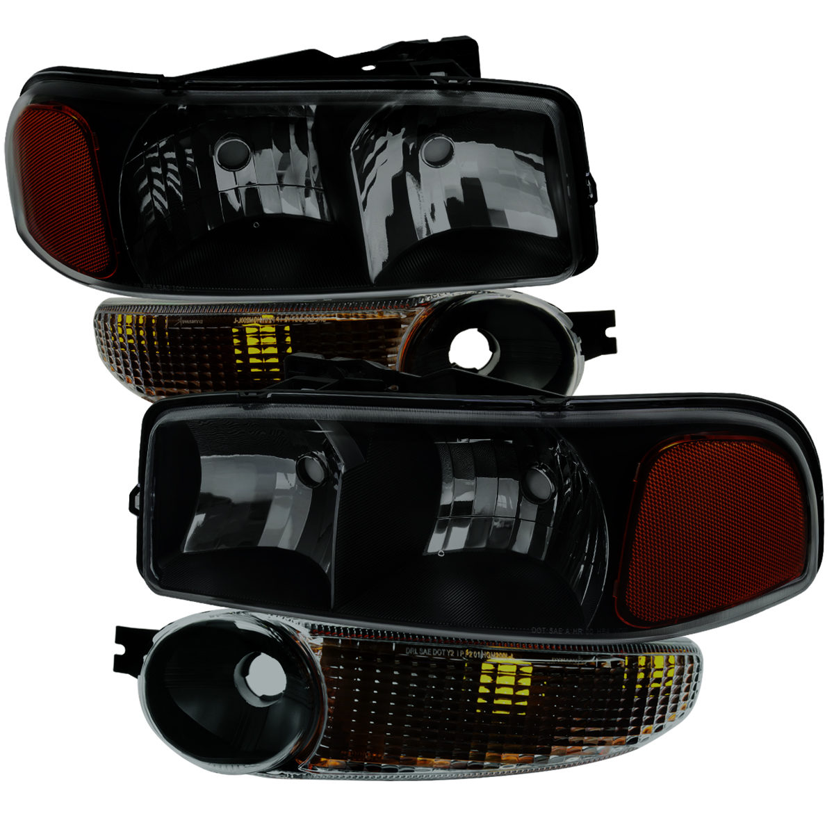 2LBLH-DEN00SM-RO Denali OE Headlight with Bumper Matte Black Housing & Smoked Lens for 2002-2007 GMC Sierra 1500