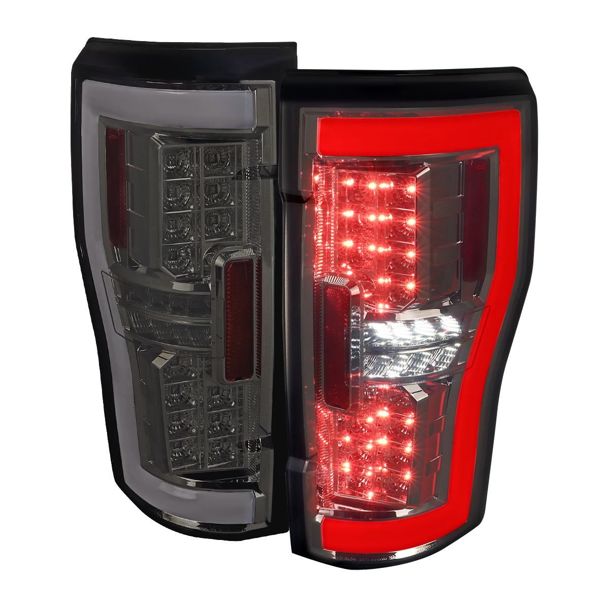 Factory Halogen Bulbs Type Full LED Tail Lights with Chrome Housing & Smoked Lens for 2017-2019 Ford F-350