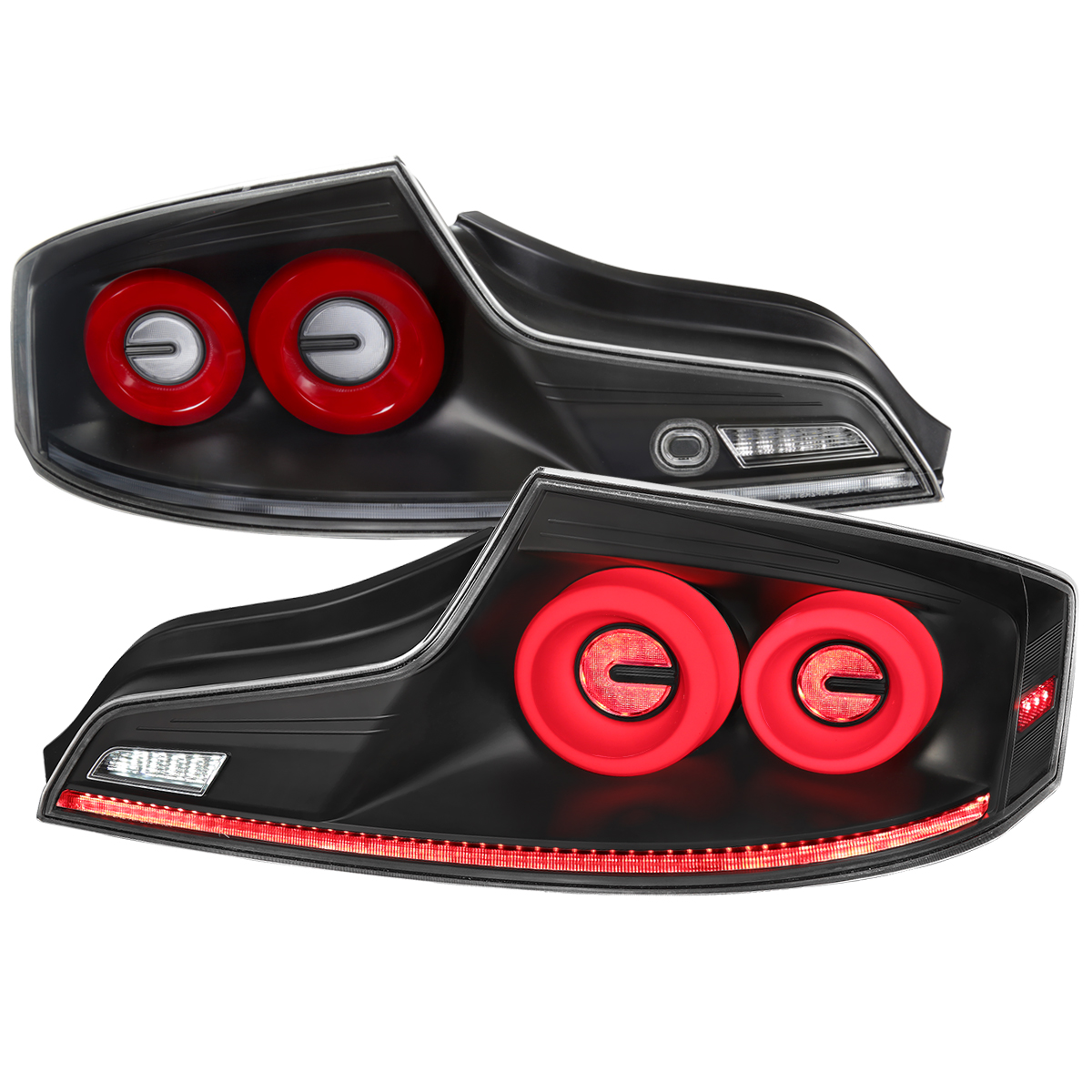 Sequential Turn Signal & Breathing Light Effect Coupe LED Tail Lights with Matte Black Housing Clear Lens Red LED Bar for 2003-2007 Infiniti G35