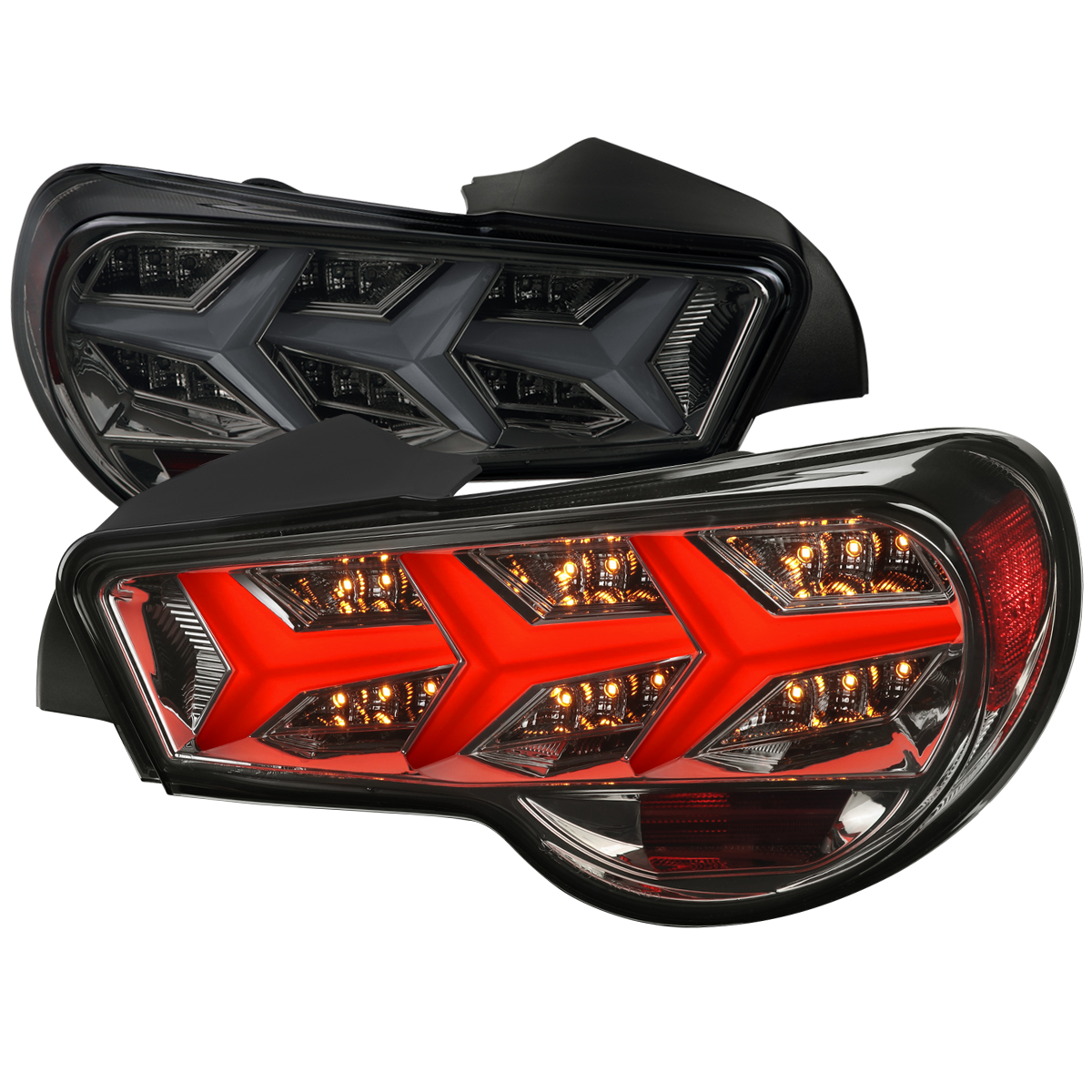 LT-FRS12GLED-LB-TM Subaru BRZ Lambo Style Sequential LED Tail Light with Glossy Black Housing & Clear Lens for 2013-2016 Scion FRS- Subaru BRZ