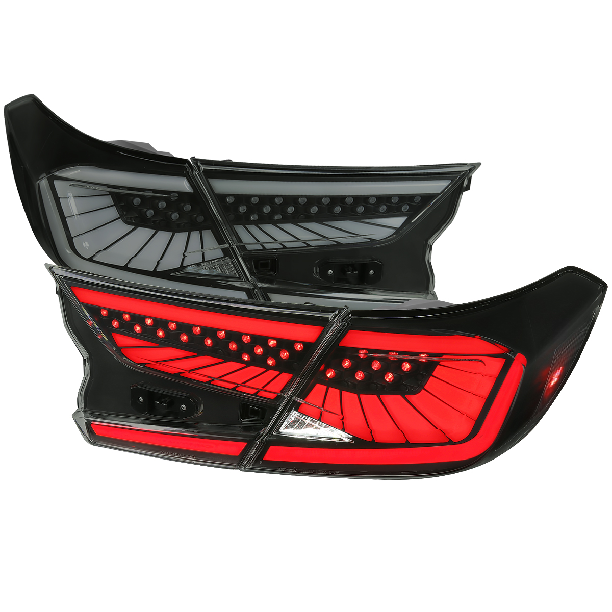 Sedan LED Tail Lights with White LED Sequential Signal-Breathing Light Effect Glossy Black Housing & Smoked Lens for 2018-2022 Honda Accord