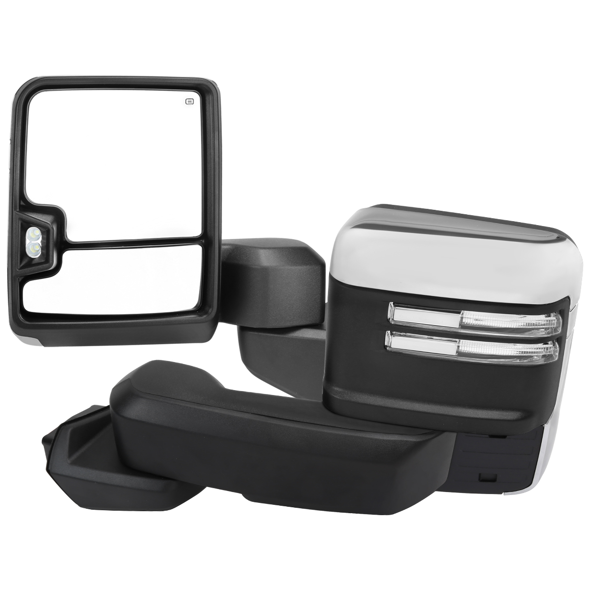 Chrome Power Heated Towing Mirror with Clear Turn Signal-Temperature Sensor for 2019-2022 Chevrolet Silverado 1500