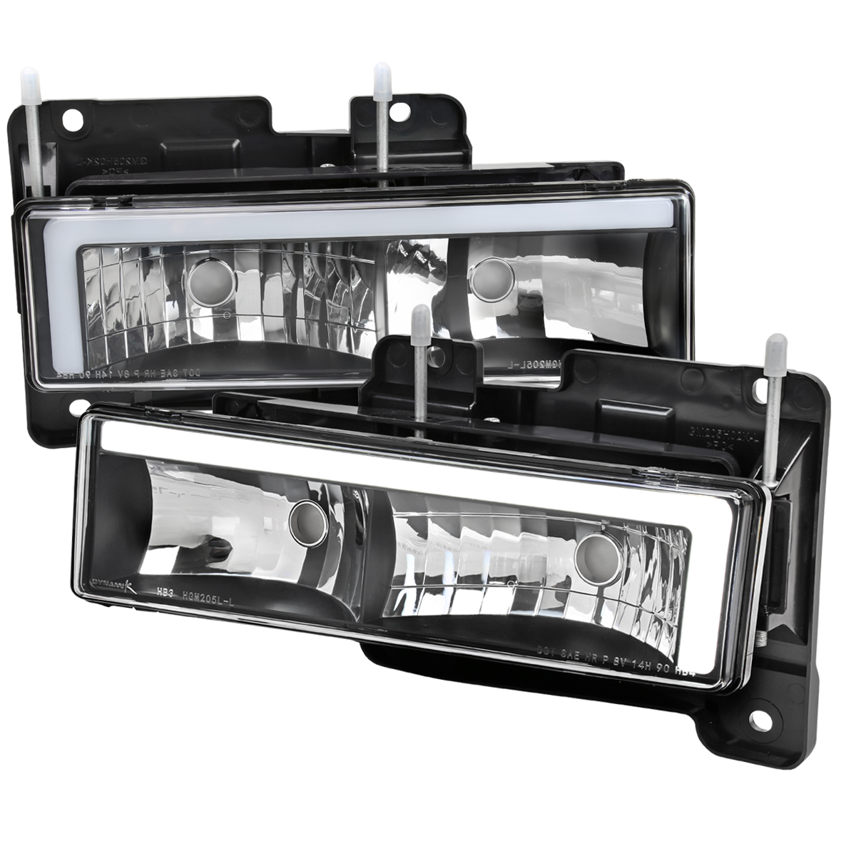LH-C1088JM-G3-RS LED Bar Style Headlight with Matte Black Housing & Clear Lens for 1988-1998 Chevrolet-GMC C10 Pickup Truck
