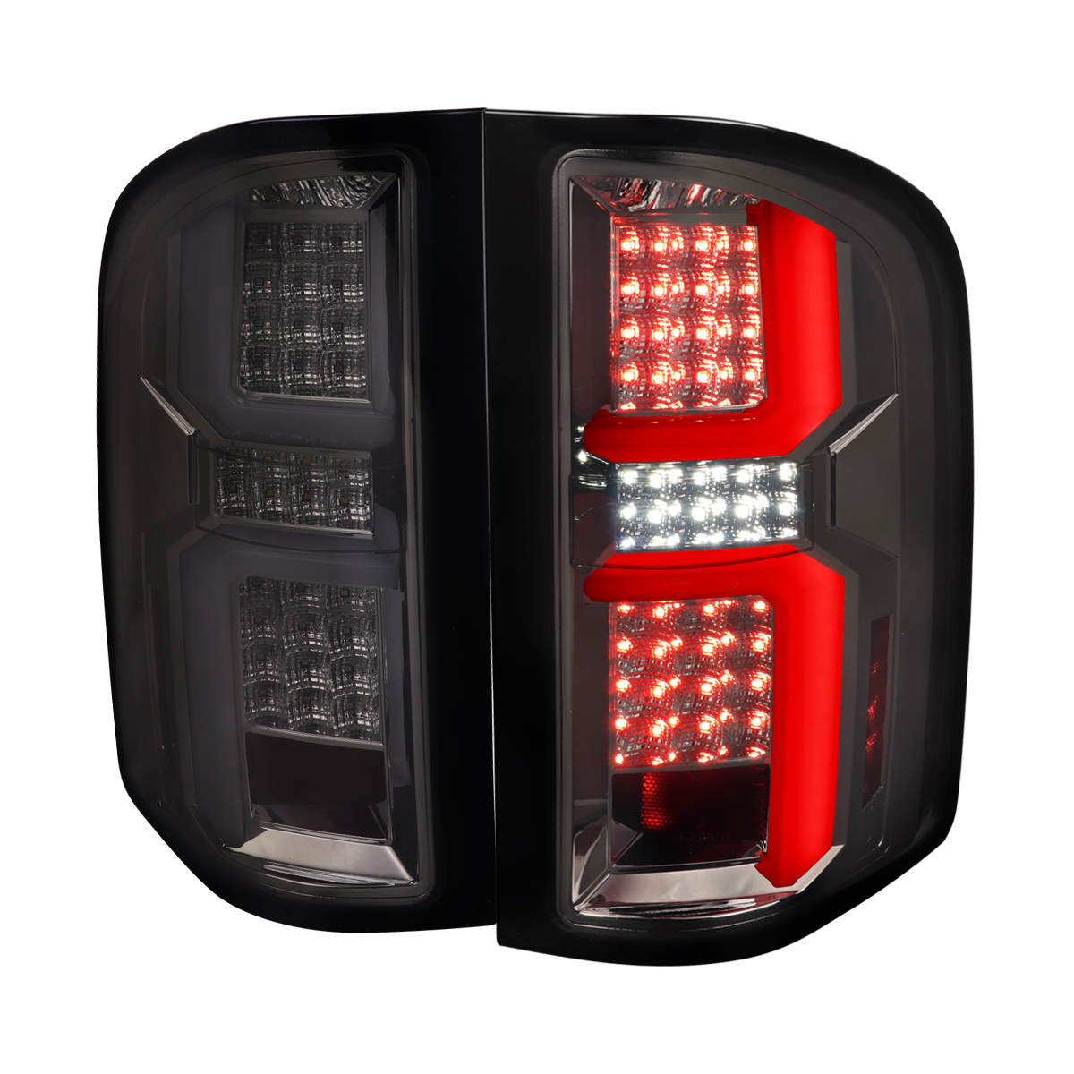 LED Bar Tail Lights with Chrome Housing & Smoked Lens for 2007-2013 Chevrolet Silverado 1500