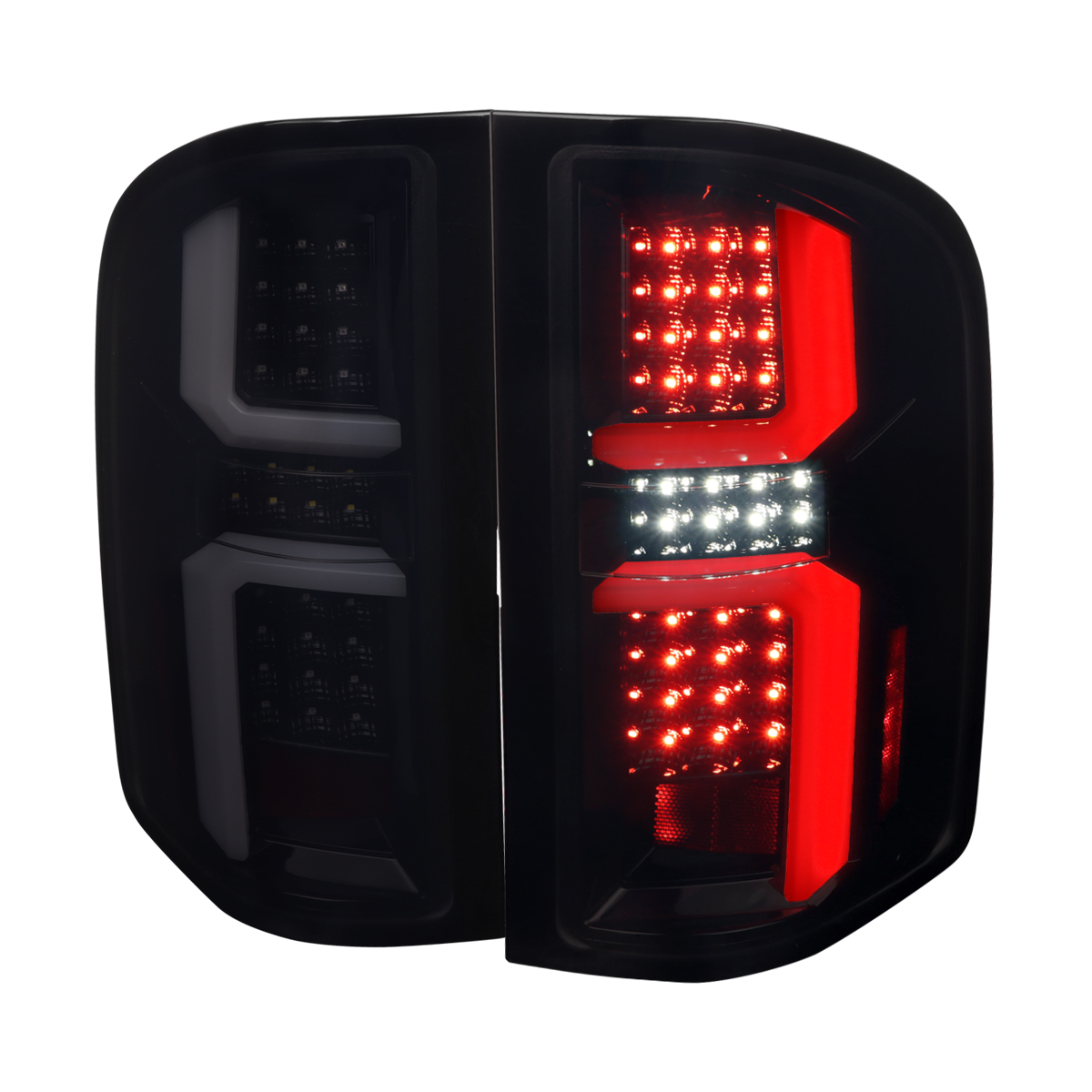 LED Bar Tail Lights with Glossy Black Housing & Light Smoked Lens for 2007-2013 Chevrolet Silverado 1500