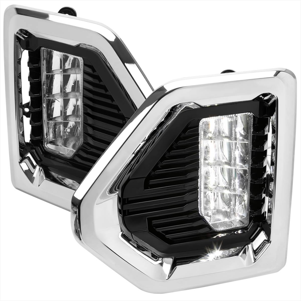 LF-SIE19CLED-DL 1000 Lumens Universal Wiring & Switch LED Fog Lights with Chrome Trim for 2019-2021 GMC Sierra 1500