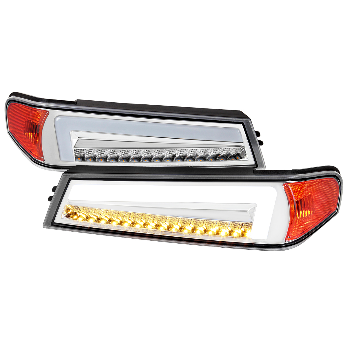 Canyon Parking Lights with LED Sequential Switchback Turn Signal Chrome Housing Clear Lens for 2004-2012 Chevy Colorado