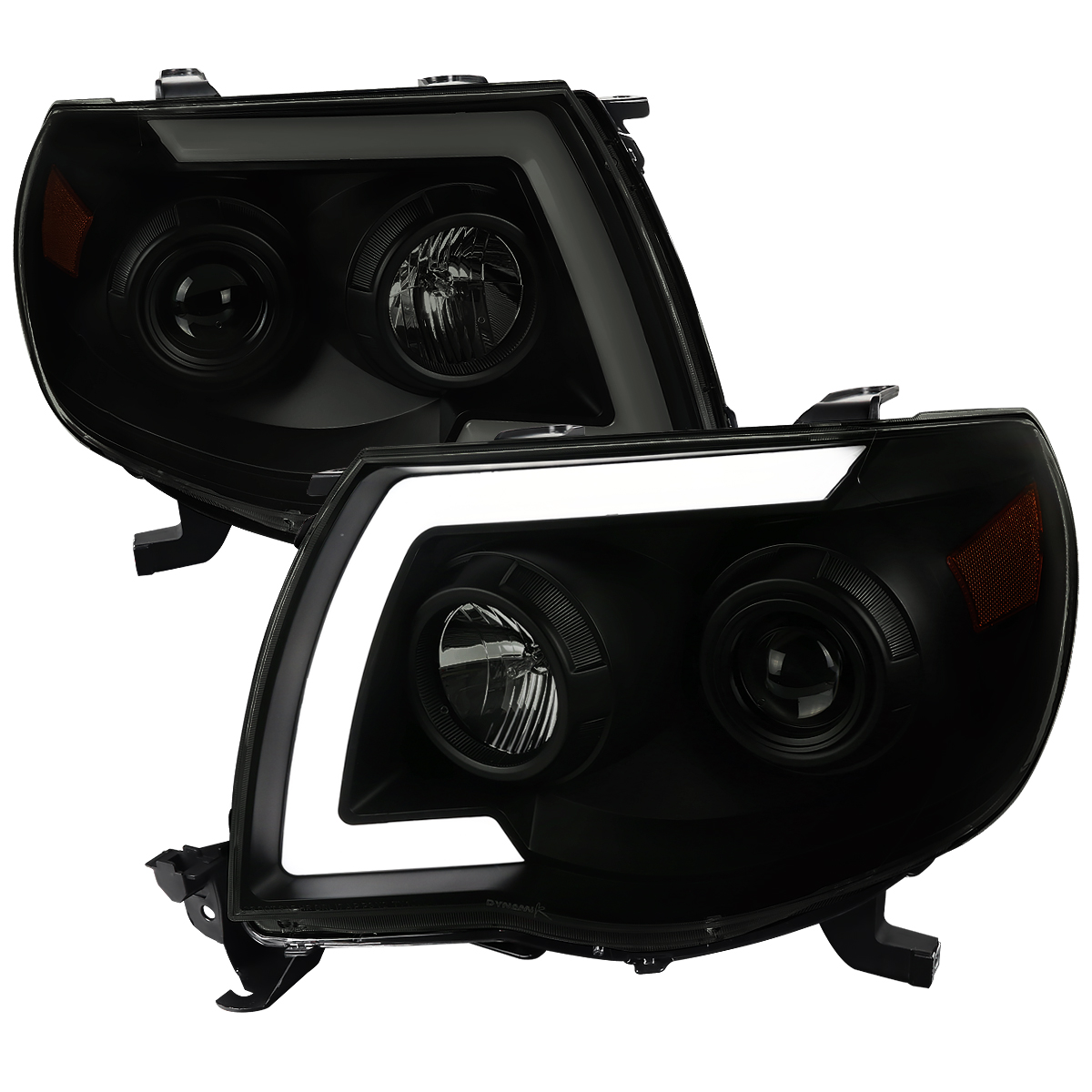 2LHP-TAC06SM-SQ-RS LED Light Bar Projector Headlight with Sequential Signal for 2005-2011 Toyota Tacoma - Black & Smoke