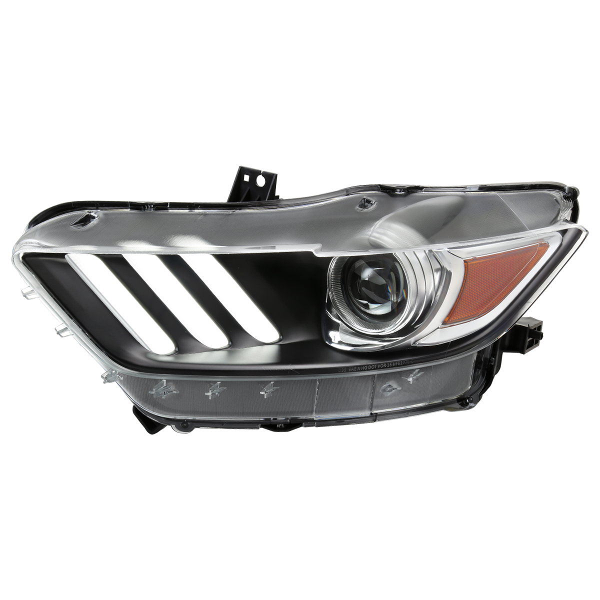 2LHP-MST15JM-L-RO Left Side Projector Headlight with Matte Black Housing & Clear Lens for 2015-2017 Ford Mustang