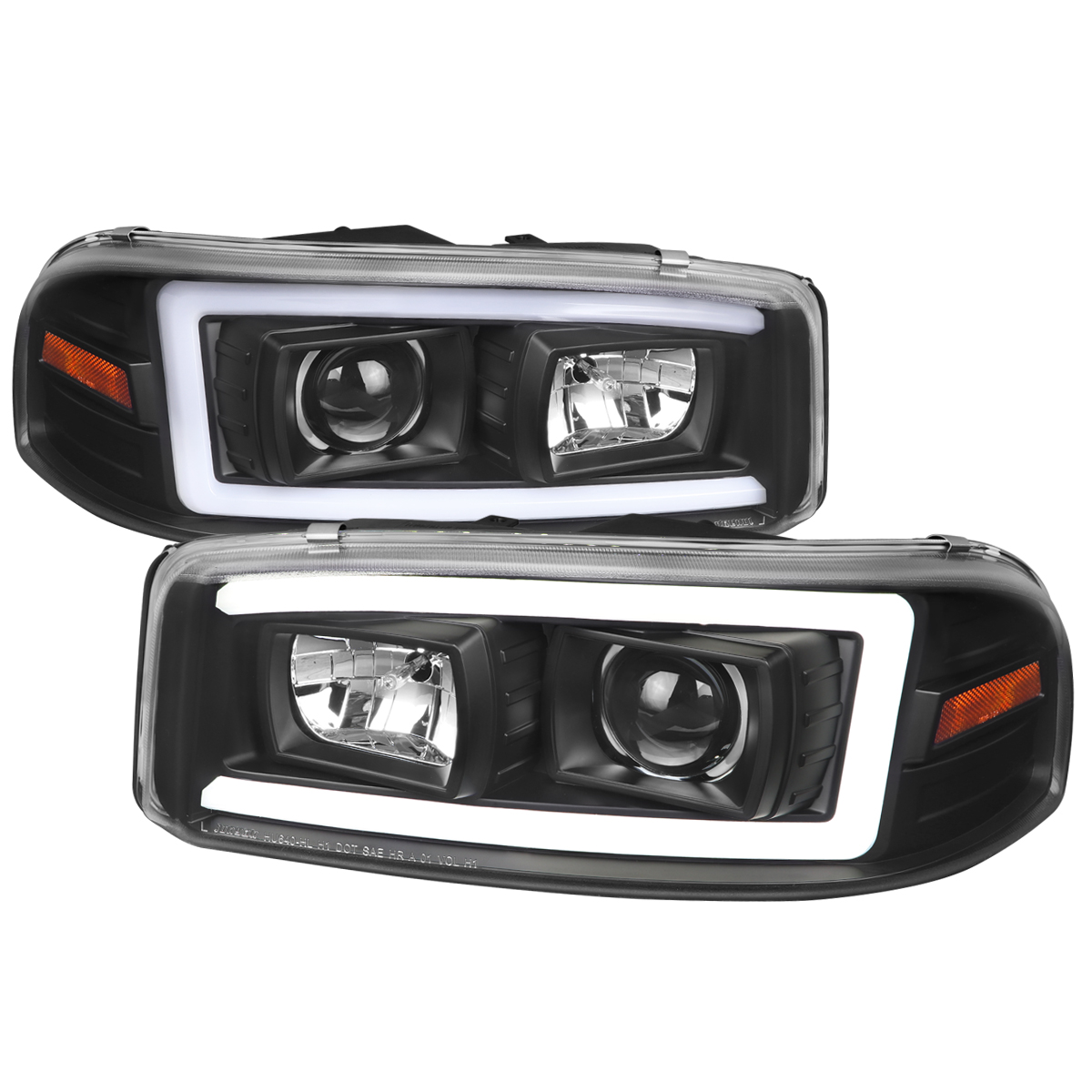 2LHP-DEN00JM-G2-TM Denali Projector Headlight with Matte Black Housing Clear Lens & Amber Reflector for 2000-2006 GMC Yukon & YUkon XL-Yukon SLT