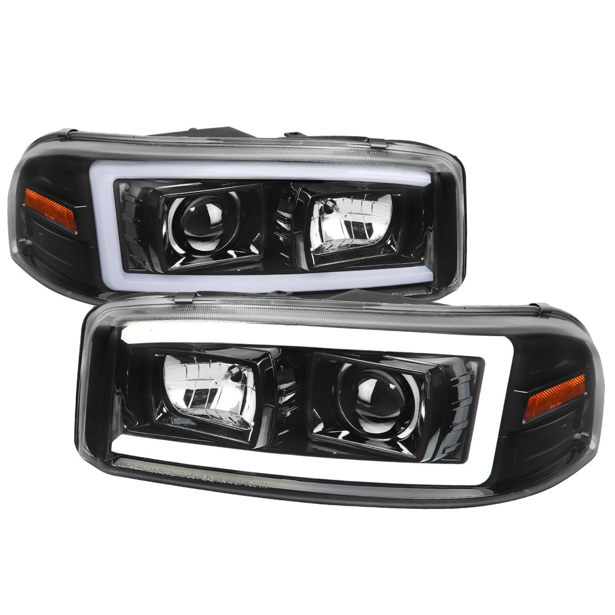 2LHP-DEN00BK-G2-TM Denali Projector Headlight with Gloss Black Housing Clear Lens & Amber Reflector for 2000-2006 GMC Yukon & YUkon XL-Yukon SLT