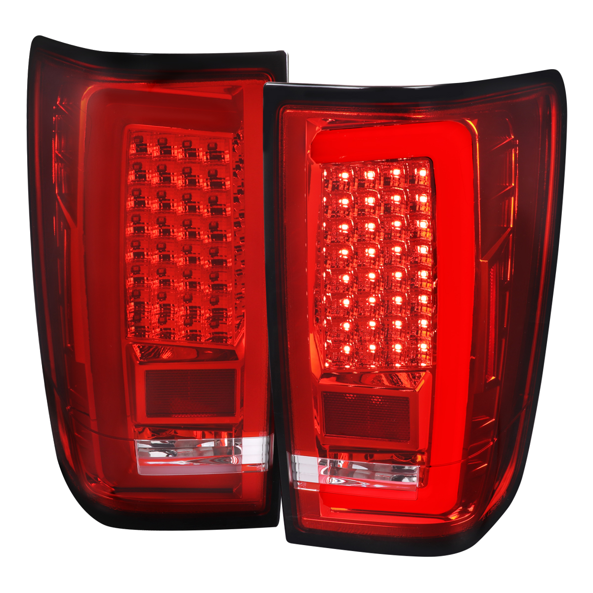 LT-TIT04RLED-G2-TM LED Bar Tail Lights with Chrome Housing & Red Lens for 2004-2015 Nissan Titan