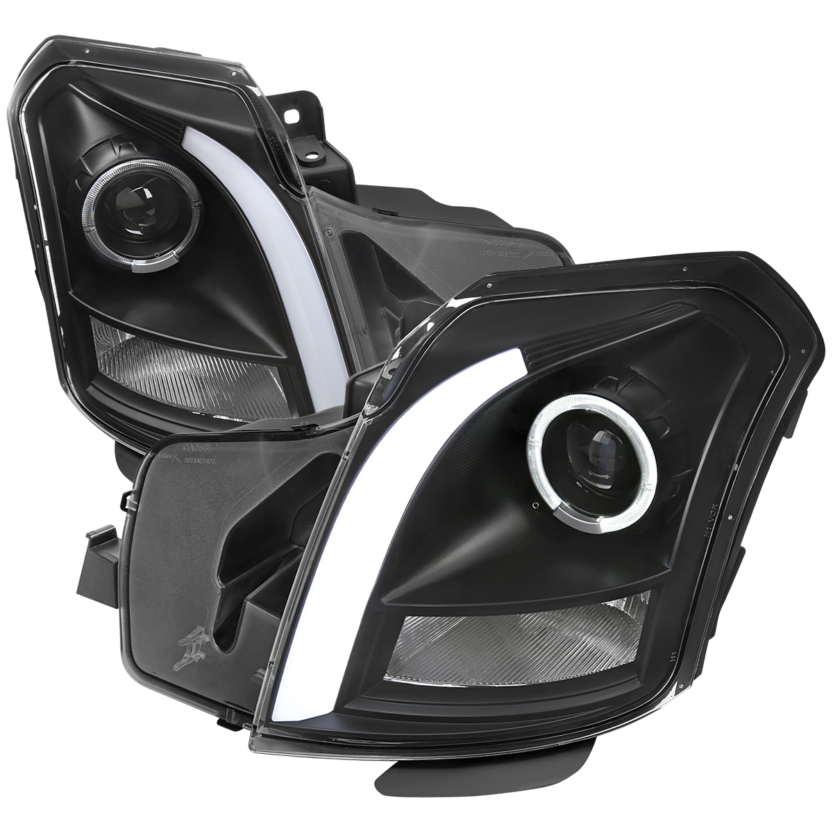 LHP-CTS03JM-G3-RS LED Bar Projector Headlight with Matte Black Housing Clear Lens-No Reflector Switchback LED Light Bar for 2003-2007 Cadillac CTS