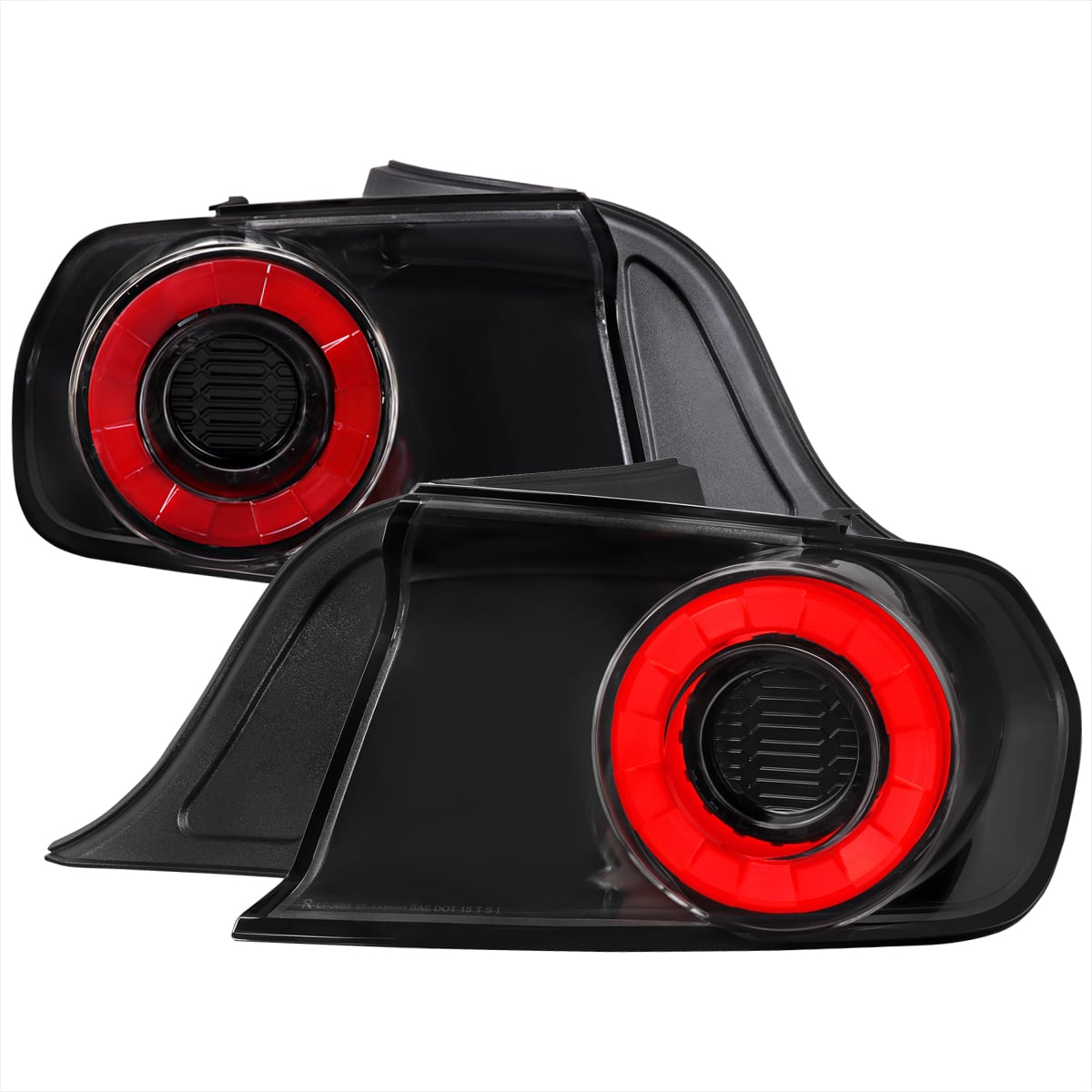 LT-MST15BKLED-SQ-TM Mustang Coupe & Convertible Red LED Sequential Tail Lights with Full Glossy Black Housing Clear Lens for 2015-2022 Ford Mustang