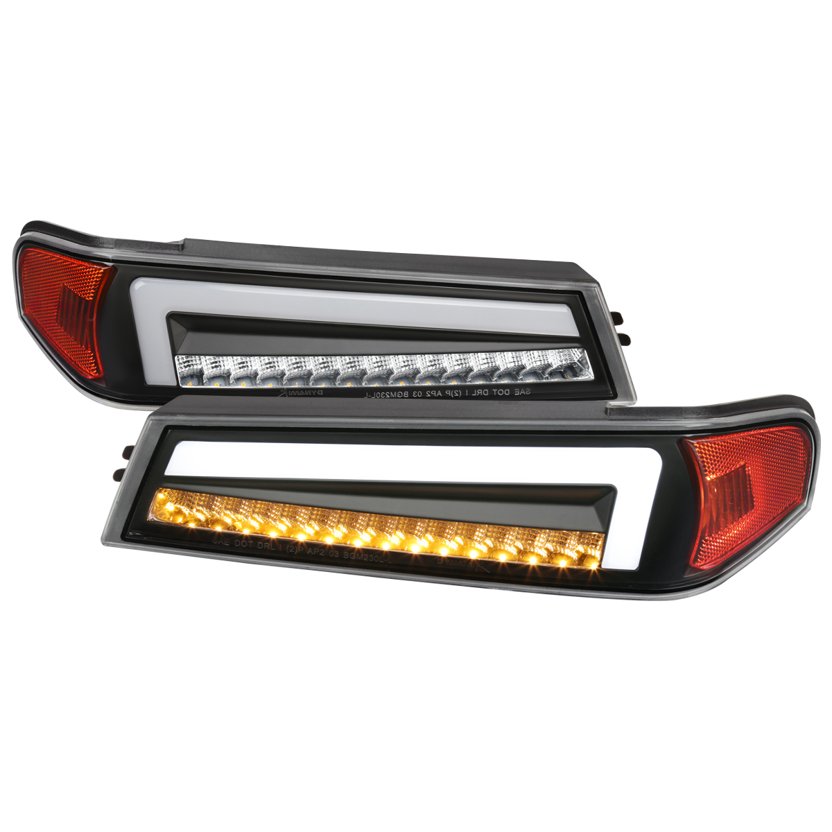 Matte Black & Clear Canyon Parking Lights with LED Sequential Switchback Turn Signal for 2004-2012 Chevy Colorado