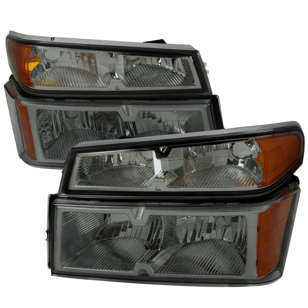 2LCLH-COL04LG-RS Headlight & Corner Light Combo Set with Chrome Housing Smoked Lens for 2004-2012 Chevy Colorado
