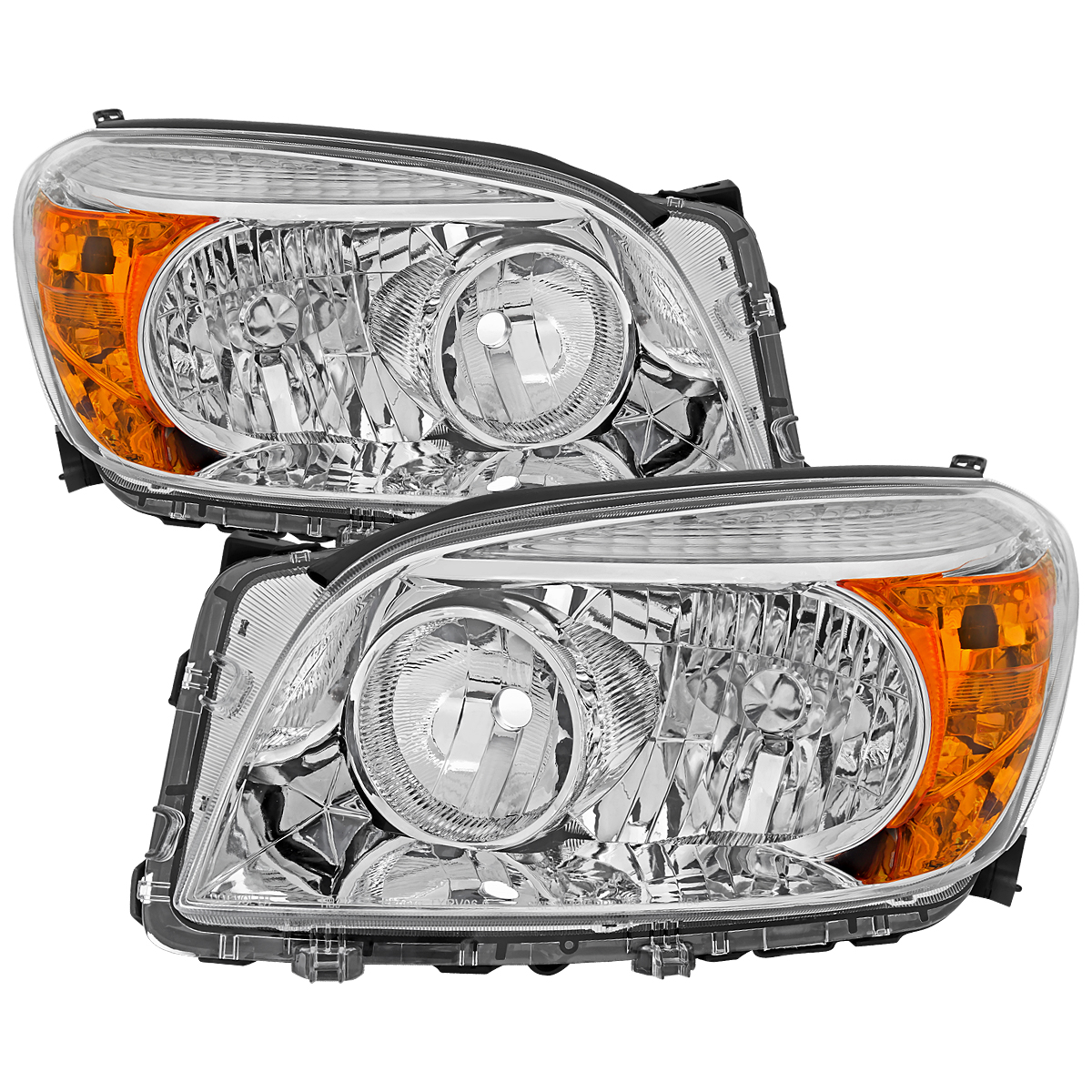 2LH-RAV406-GO Chrome Housing Clear Lens Factory Style Base Headlights for 2006-2008 Toyota RAV4