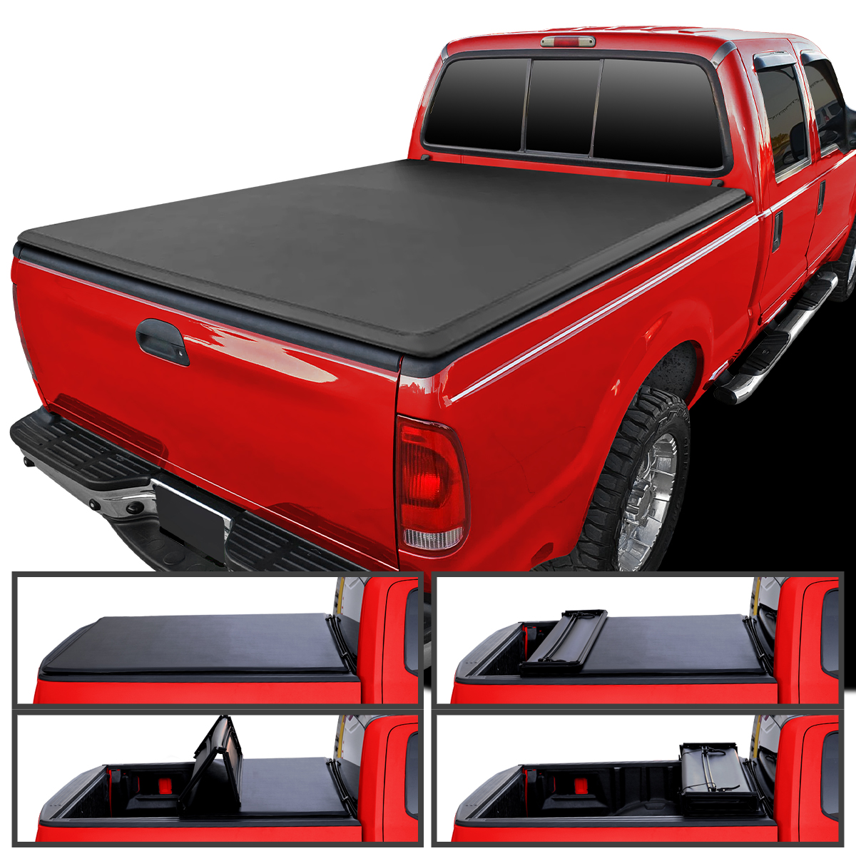 Picture of Spec-D Tuning TC4-F25099-65-SP 6.8 ft. Soft Short Bed Quad Fold Tonneau Cover for 1999-2016 Ford F250-F350-F450 Super Duty