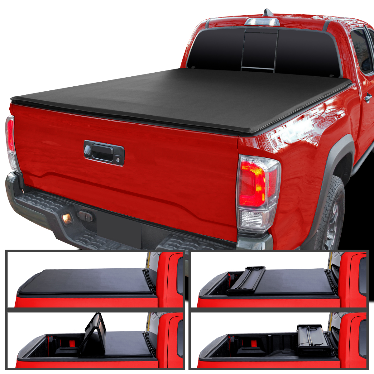 Picture of Spec-D Tuning TC4-TAC16-6-SP 6 ft. Short Bed Soft Quad-Fold Tonneau Cover for 2016-2019 Toyota Tacoma
