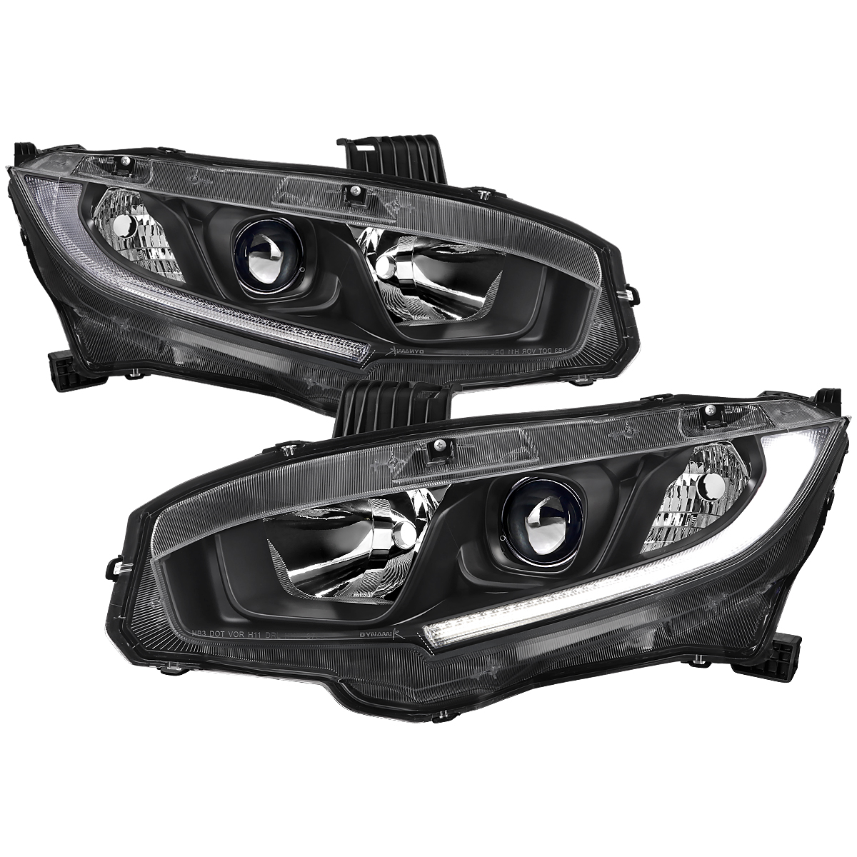 LHP-CV16JM-RO OE Halogen Headlights Model with Black Housing Clear Lens for 2016-2021 Honda Civic