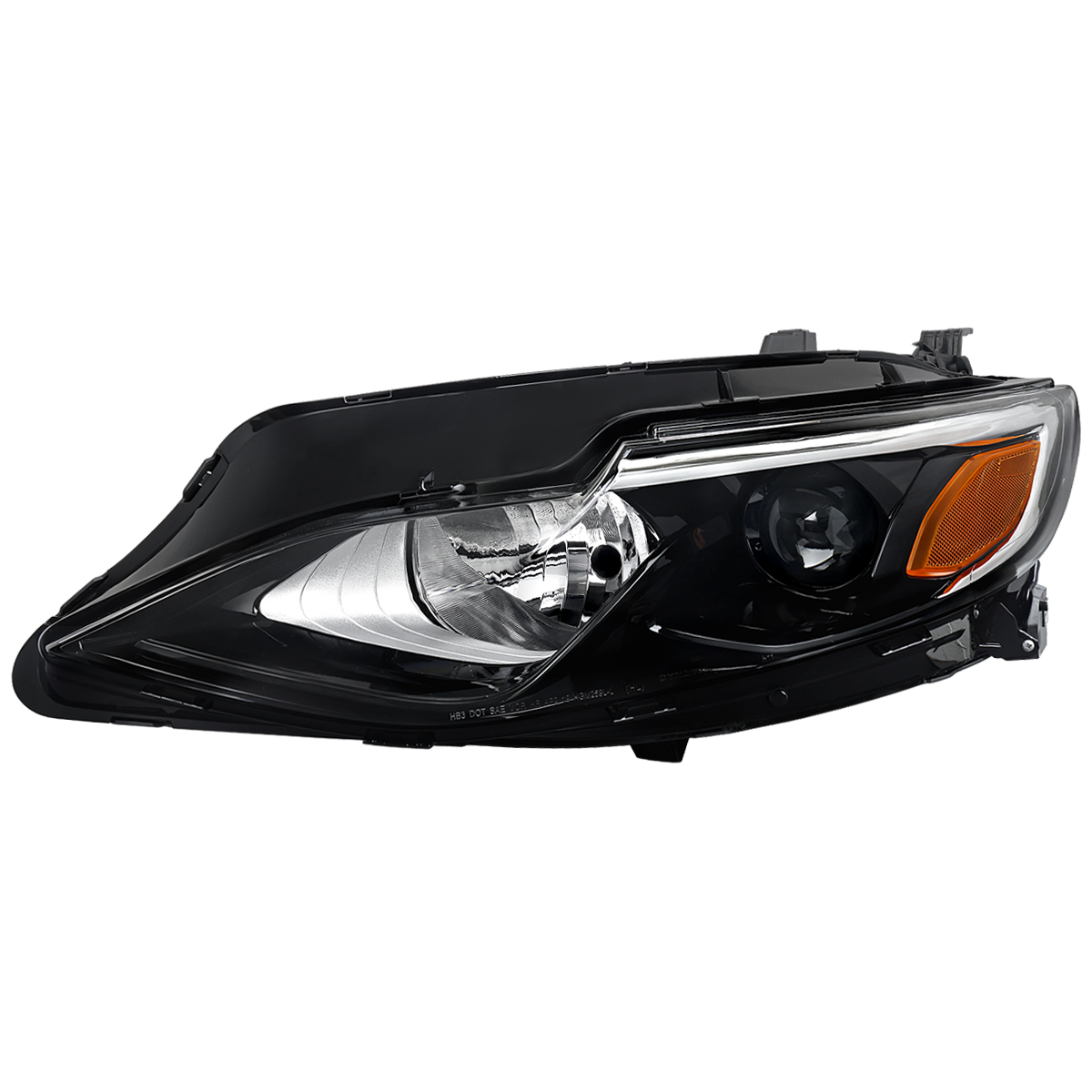 2LHP-MBU19GB-L-RO OE Halogen Projector Left Driver Side Headlights with Glossy Black Housing Clear Lens for 2019-2024 Chevrolet Malibu