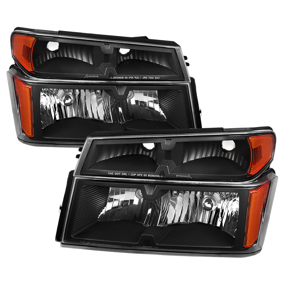 2LCLH-COL04JM-RO I-Series Factory Style Headlights & Corner Lights with Matte Black Housing & Clear Lens for 2004-2012 Chevrolet Colorado