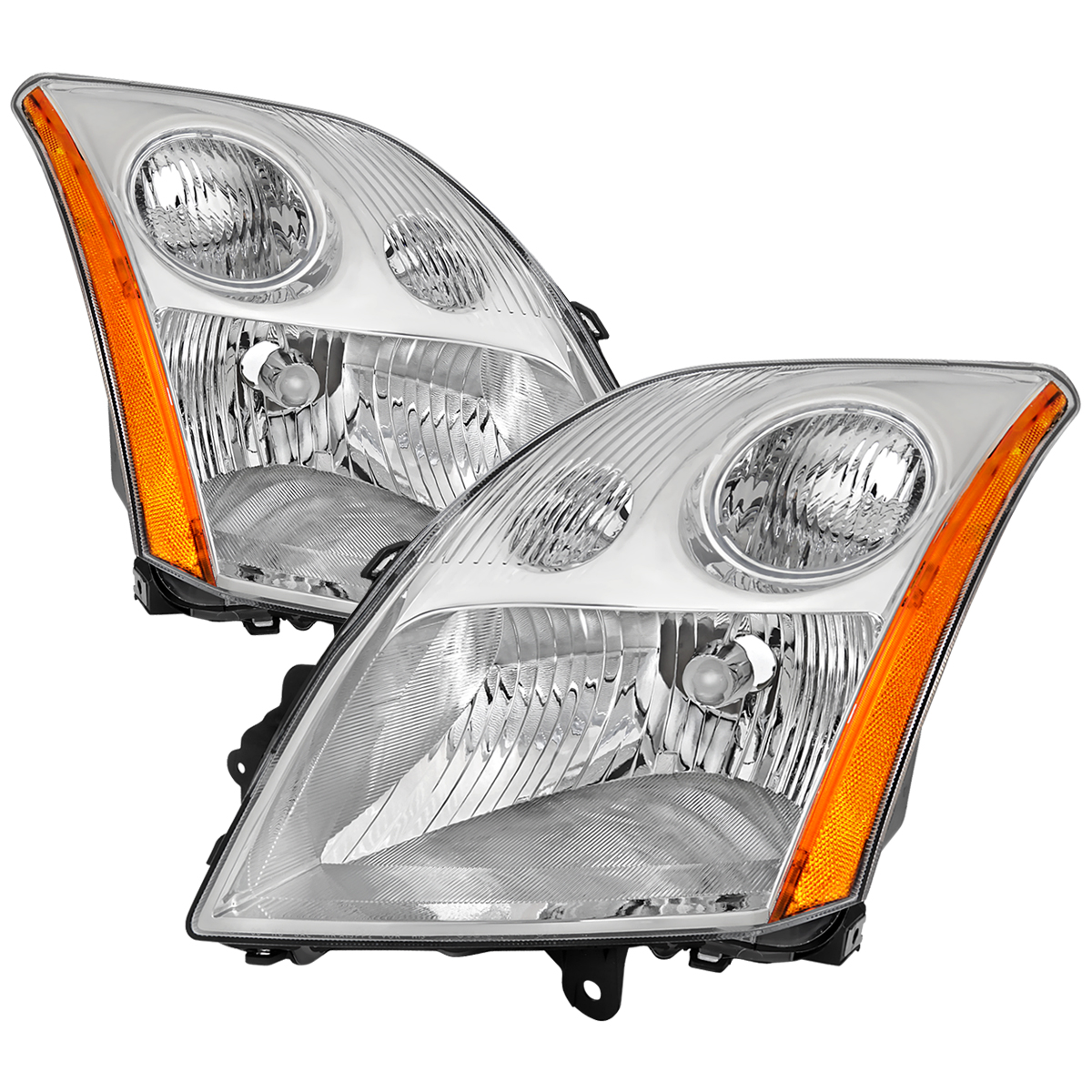 2LH-SEN07-GO 2.0L Chrome Housing Clear Lens Headlights for 2007-2009 Nissan Sentra