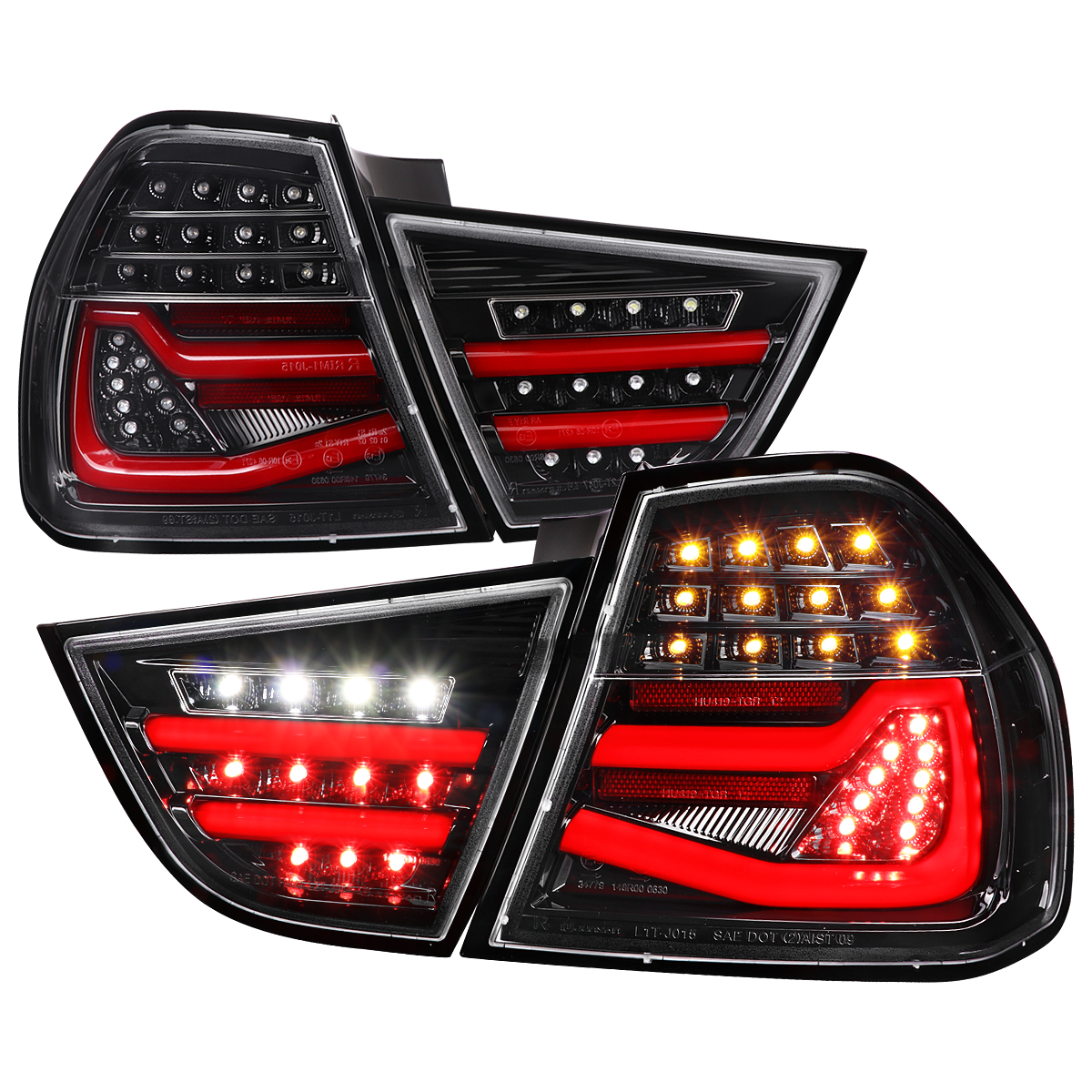 LT-E9009BKLED-SQ-TM 3-Series 4Dr Sedan Red LED Tail Light with Jet Black Housing & Clear Lens for 2009-2011 BMW E90