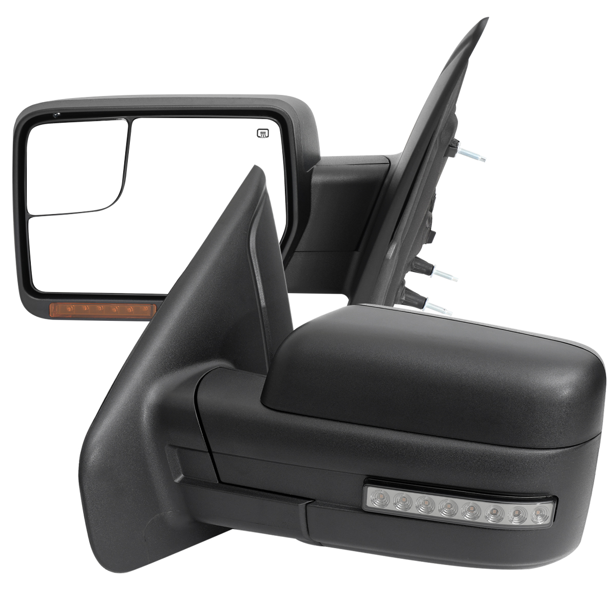 RMV-F15007HPLED-FS Black Power Adjustable & Heated Side Mirror with LED Turn Signal & Puddle Light for 2007-2014 Ford F-150