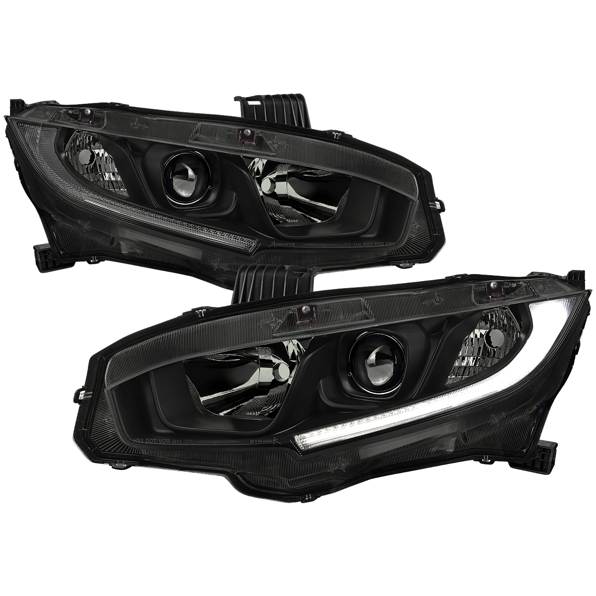 LHP-CV16SM-RO OE Halogen Headlights Model with Black Housing Smoke Lens for 2016-2021 Honda Civic
