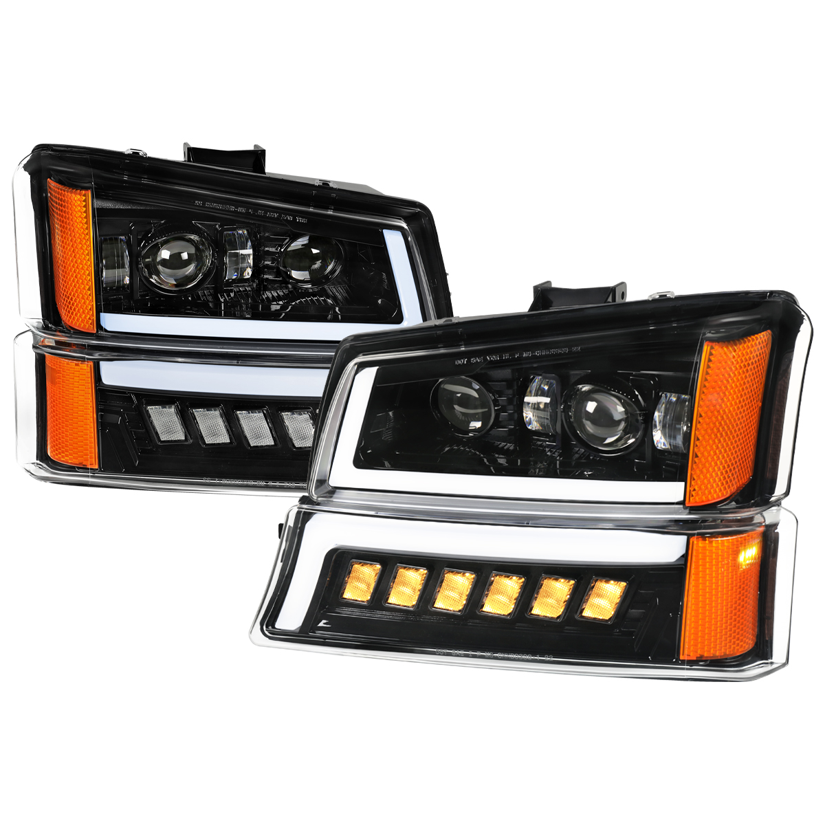 2LBLHE-SIV03JM-MS Avalanche LED Projector DRL Headlights for 2003-2007 Chevrolet Silverado