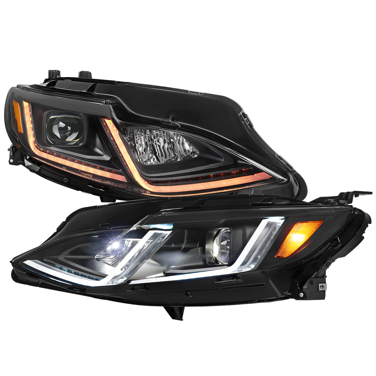 Matte Black Housing & Clear Lens Full LED Projector Headlights with Switchback Sequential Turn Signal for 2019-2024 Chevrolet Malibu