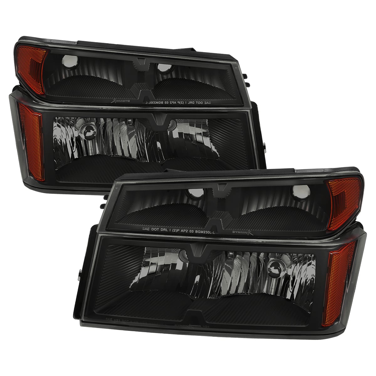 2LCLH-COL04SM-RO I-Series Factory Style Headlights & Corner Lights with Matte Black Housing & Smoked Lens for 2004-2012 Chevrolet Colorado