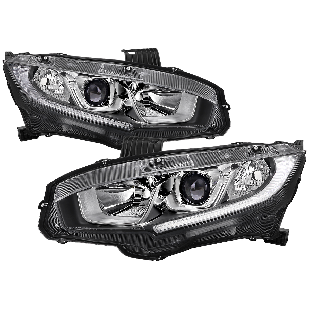 LHP-CV16-RO OE Halogen Headlights Model with Chrome Housing Clear Lens for 2016-2021 Honda Civic