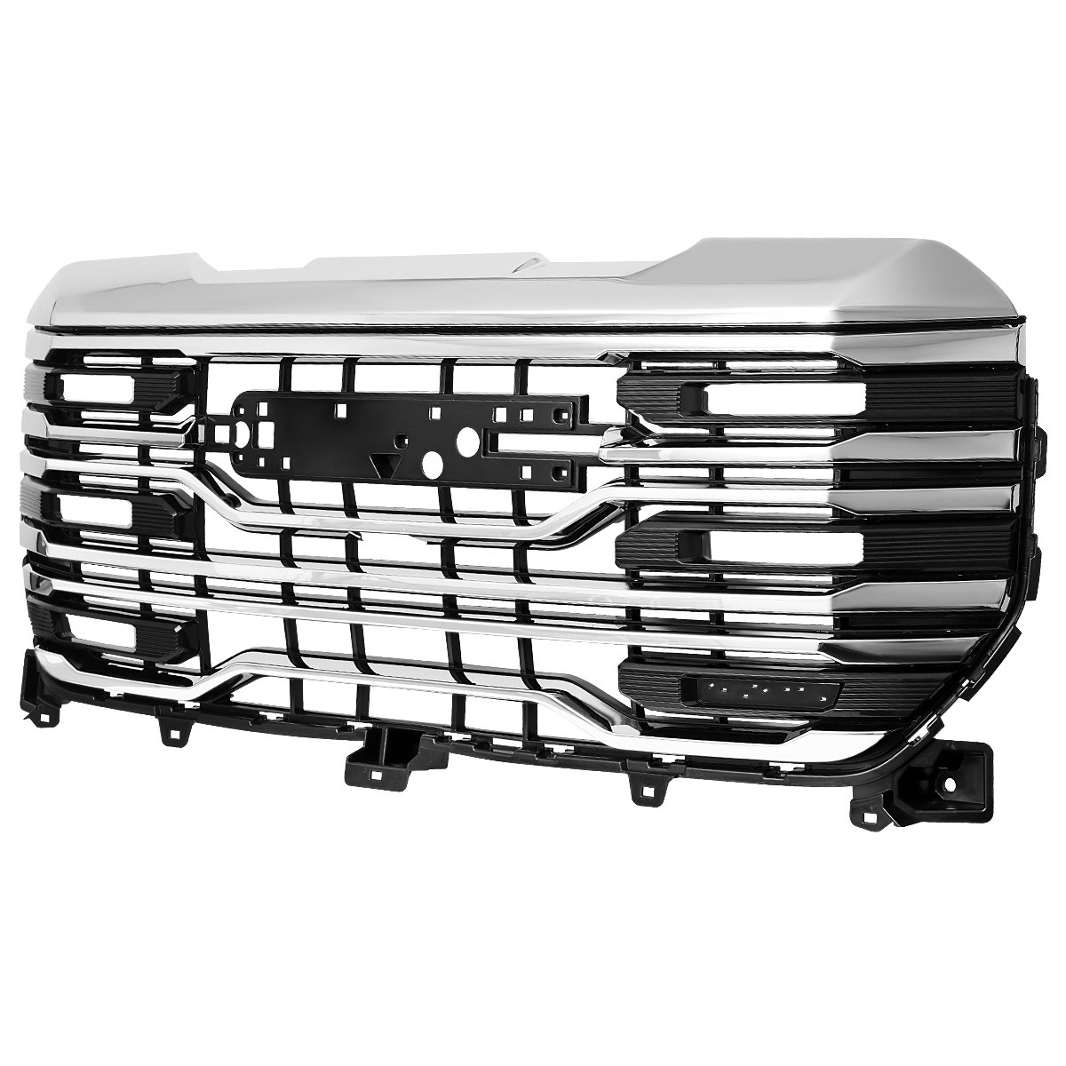 Picture of Spec-D Tuning HG-GMC2215AT4C-JB Chrome AT4 Style Mesh Front Upper Hood Grille for 2022-2025 GMC Sierra 1500