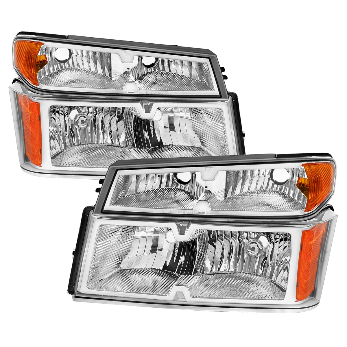 2LCLH-COL04-RO Canyon Hi-Parking Headlights & Corner Signal Lights with Chrome Housing & Clear Lens for 2004-2012 Chevrolet Colorado