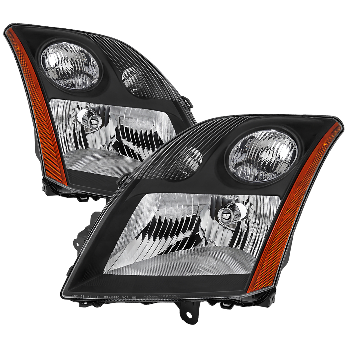 2LH-SEN07JM-GO 2.0L Matte Black Housing Clear Lens Headlights for 2007-2009 Nissan Sentra