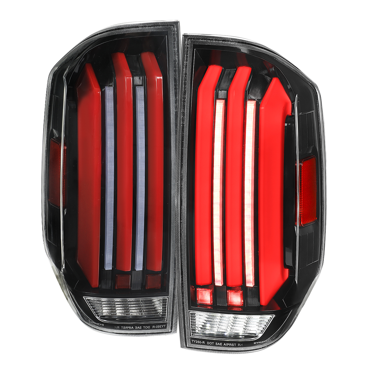 LT-TUN14BKLED-SQ-RS Glossy Black Housing Clear Lens Facelift Style Full LED Tail Lights with Sequential Turn Signal for 2014-2021 Toyota Tundra
