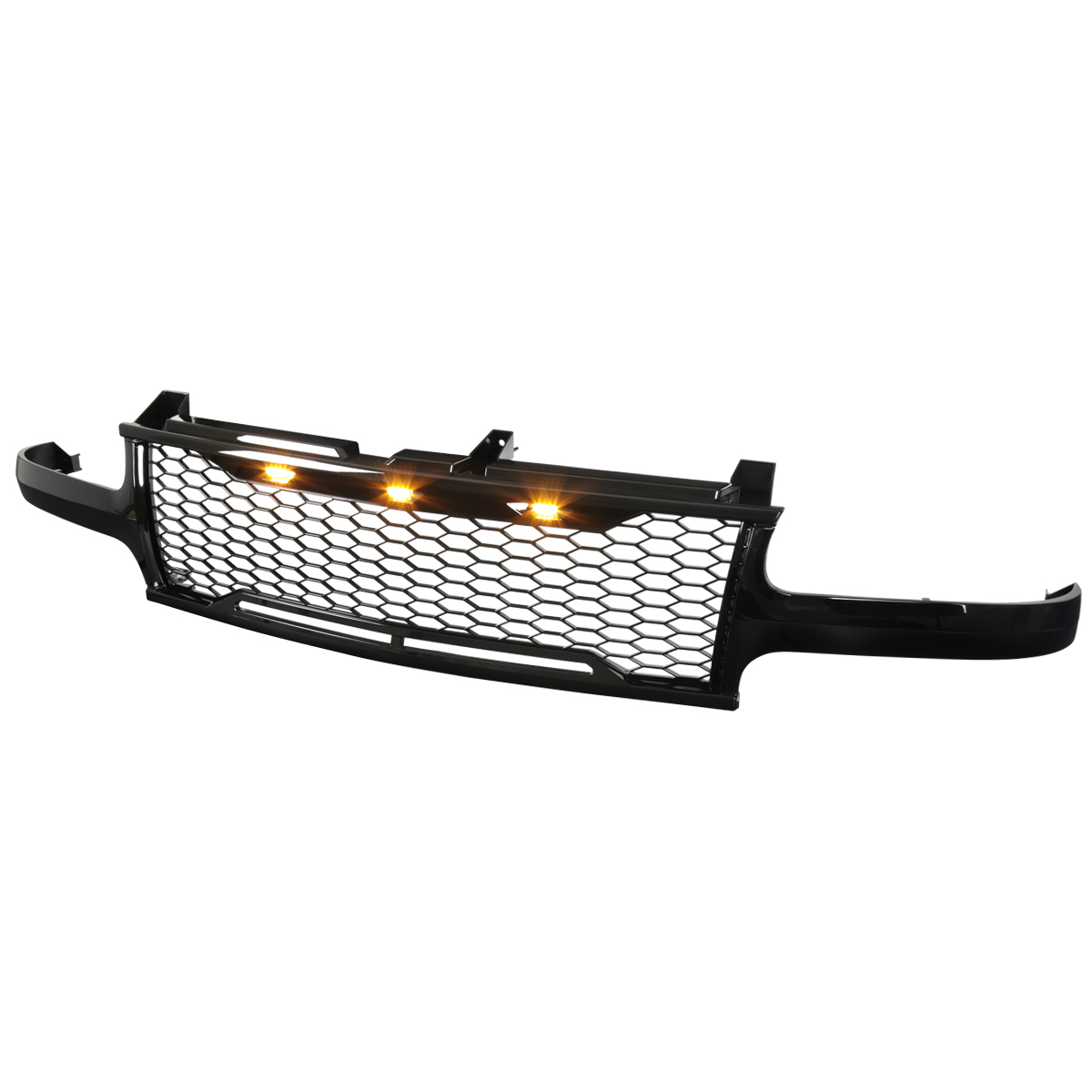 Picture of Spec-D Tuning HG-SIV99JM-LED-KH Glossy Black Mesh Grille with LED Lights for 1999-2002 Chevrolet Silverado 1500-2500