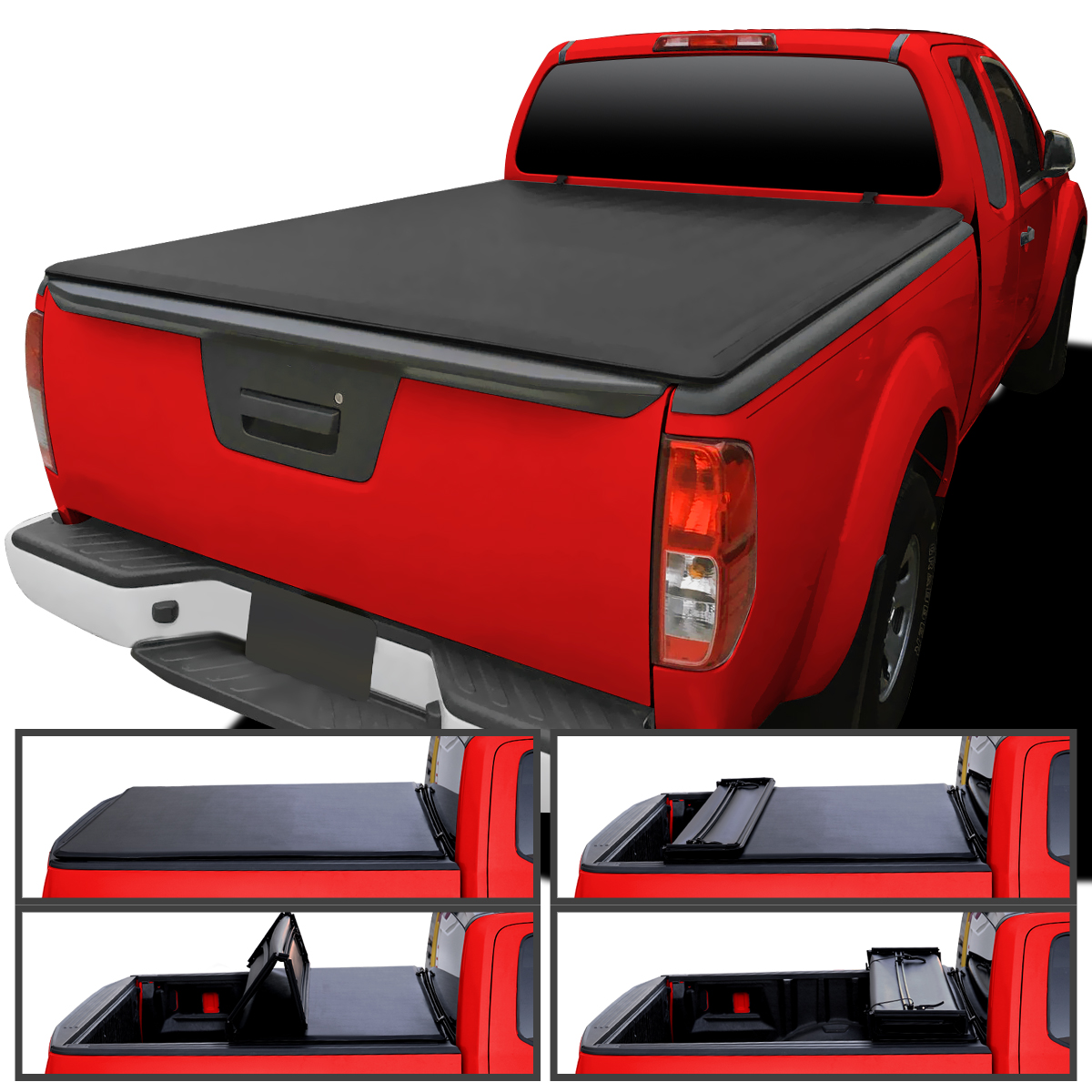 Picture of Spec-D Tuning TC4-FRO05-6-SP 6 ft. Soft Quad Fold Tonneau Cover for 2005-2016 Nissan Frontier