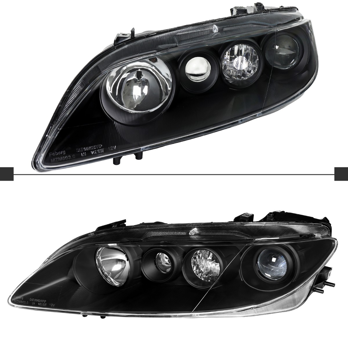 Picture of Spec-D Tuning 2LHP-MZ603JM-GO Parking Lamp Turn Signal Left plus Right Projector Headlights for 2003-2005 Mazda 6 - Matte Black & Clear