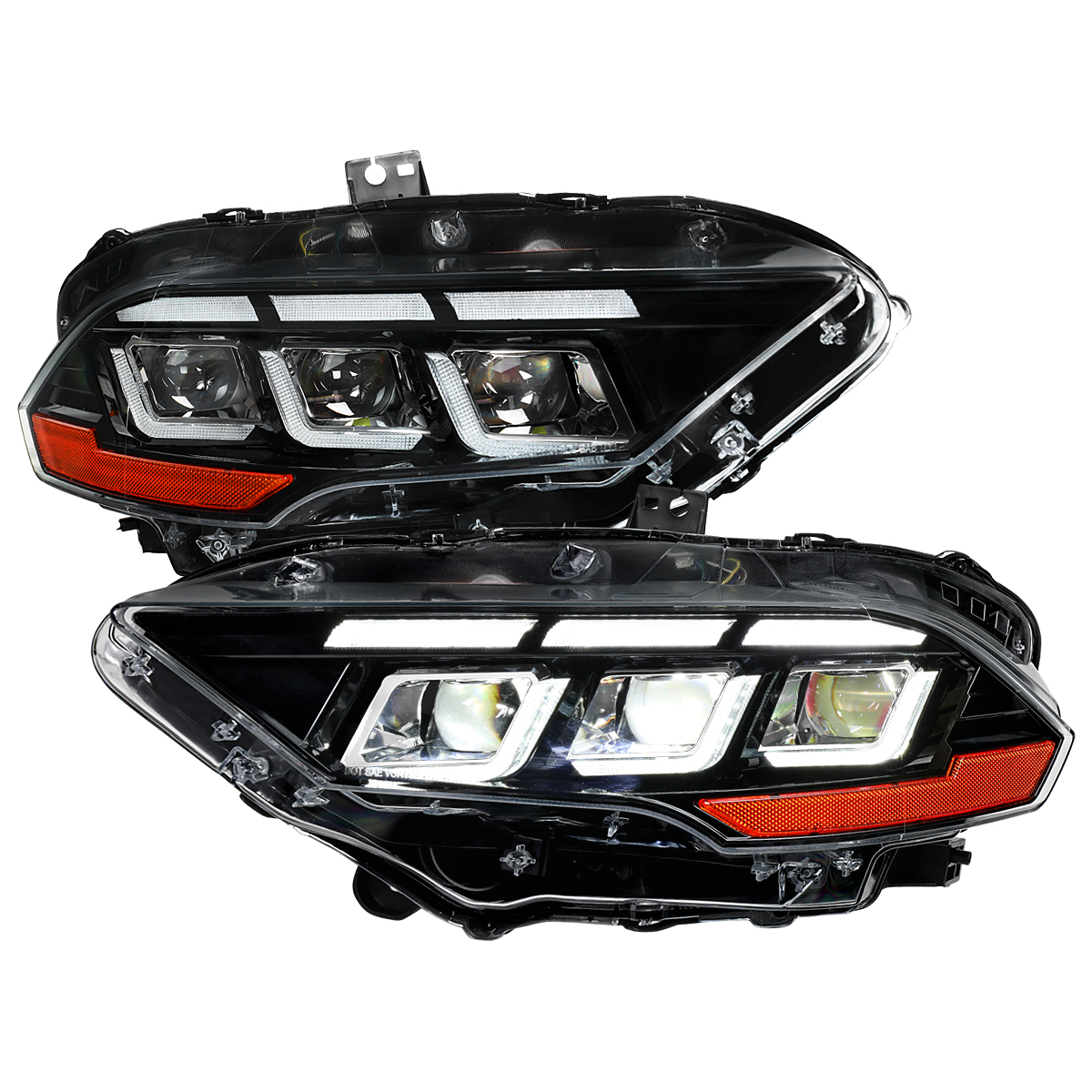 Full LED Start-Up Animation Projector Headlights Switchback Sequential for 2018-2023 Ford Mustang, Glossy Black Housing - Clear Lens