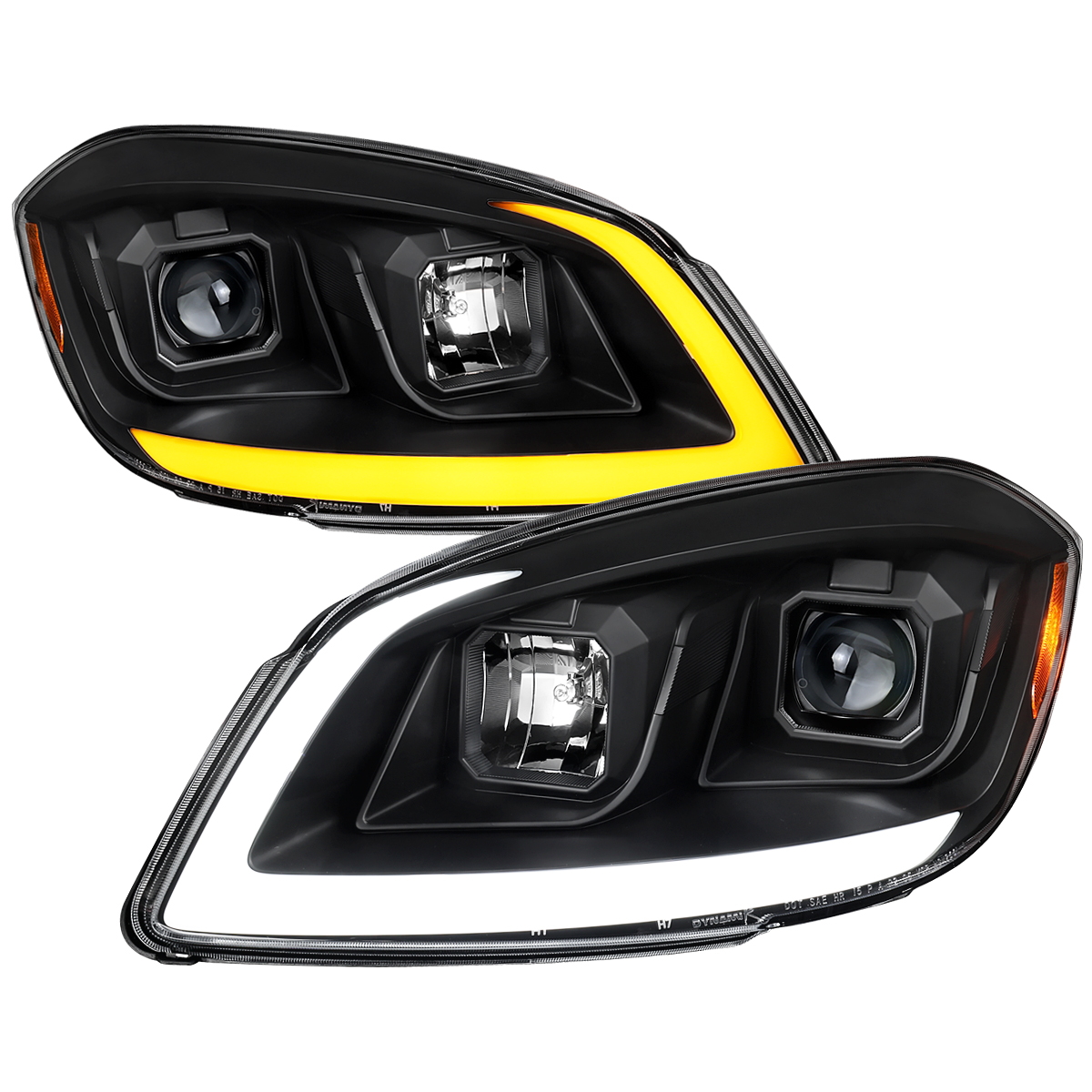 2LHP-COB05JM-RS LED Bar Projector Headlights with LED DRL Light Tube, Matte Black Housing - Clear Lens for 2005-2010 Chevrolet Cobalt