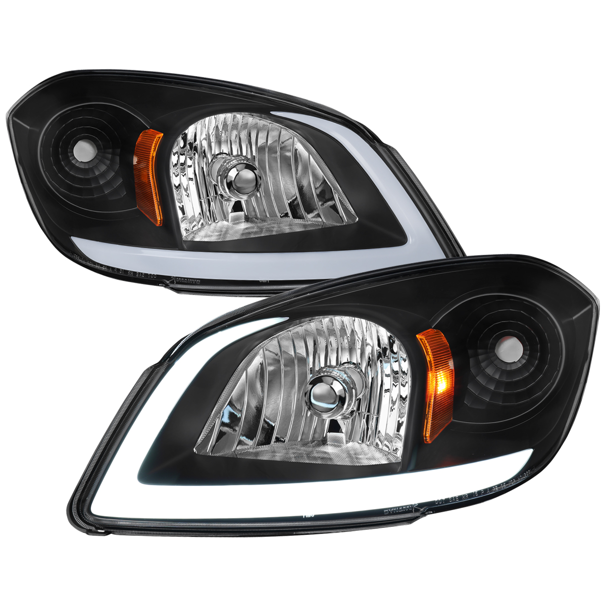 2LH-COB05JM-G3-RS LED Bar Projector Headlights & DRL Light Tube for 2005-2010 Chevrolet Cobalt Pontiac G5-Pursuit, Black Housing - Clear Lens